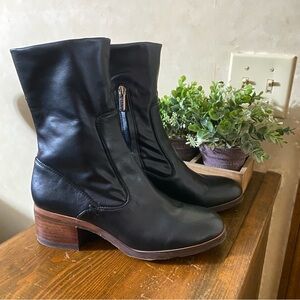 Franco Sarto Studio Black Block Heel Ankle Boots Women’s 7M A-Zaren Bootie